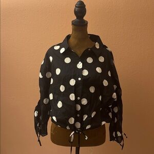 Marc New York Black and White Polka Dot Button Down Shirt